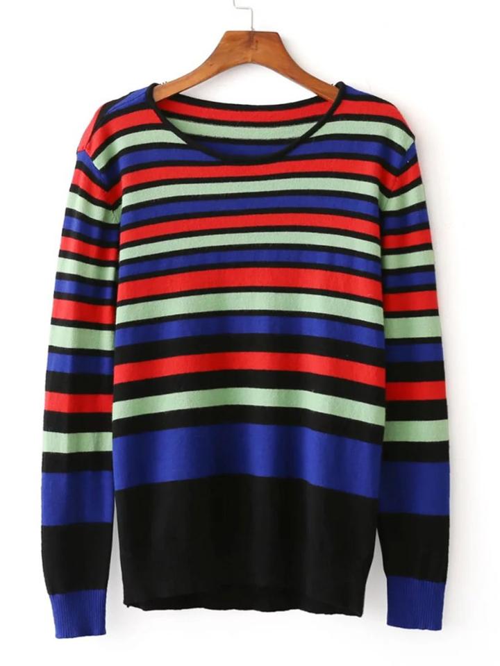 Shein Block Striped Jumper Sweater