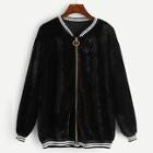 Shein Plus Contrast Stripe Trim Velvet Jacket