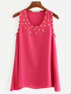 Shein Hot Pink Studded Swing Chiffon Top