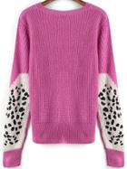 Shein Red Round Neck Spot Sleeve Knit Sweater