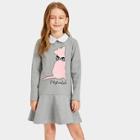 Shein Toddler Girls Contrast Collar Cat Print Sweat Dress