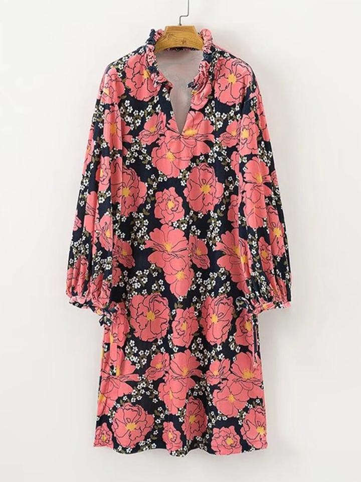 Shein Frill Neck Floral Dress