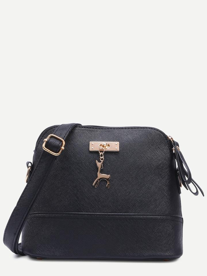 Shein Black Metal Deer Charm Embellished Dome Bag