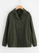 Shein Frayed Hem Cut Out Elbow Coat