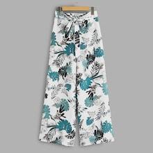 Shein Tie Waist Palm Print Wide Leg Pants