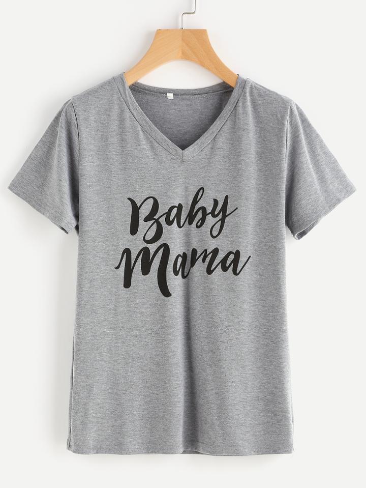 Shein V Neckline Graphic Print Tee