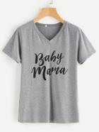 Shein V Neckline Graphic Print Tee