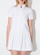 Rosewe Turndown Collar Solid White Mini Dress