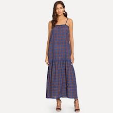 Shein Frill Trim Plaid Cami Dress