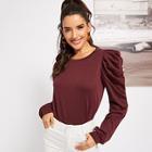 Shein Puff Sleeve Solid Pullover