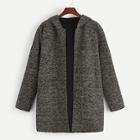 Shein Dual Pocket Hooded Tweed Coat