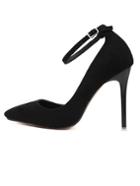 Shein Black Pointy Side Cut Out Ankle Strap Heels