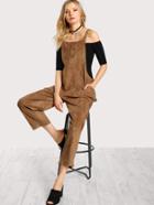 Shein Patch Pocket Crisscross Back Tapered Overalls