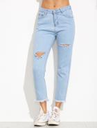 Shein Ripped Frayed Hem Cropped Jeans