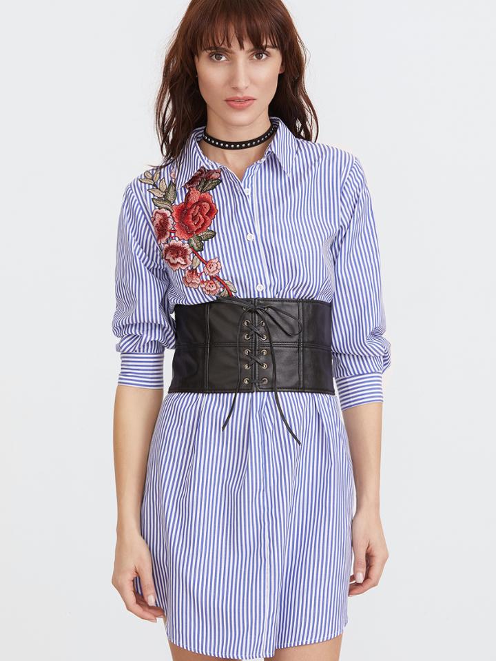 Shein Black Lace Up Wide Waist Belt