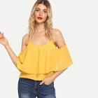 Shein Solid Open Shoulder Blouse