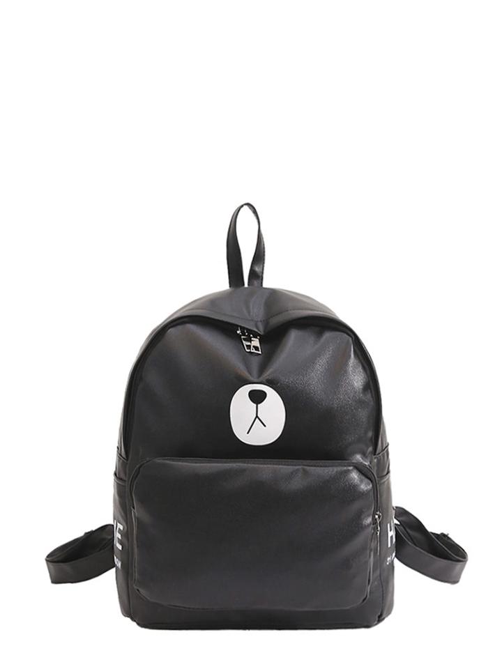 Shein Cartoon Print Zipper Front Backpack