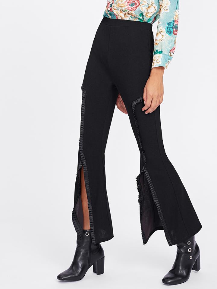 Shein Frilled Detail Overlap Flare Hem Pants