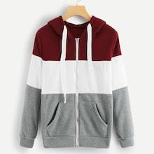 Shein Drawstring Zip Front Hoodie