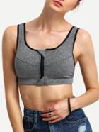 Shein Contrast Cut Out Zipper Crop Sports Tank Top