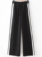 Shein Black Striped Wide Leg Casual Pants