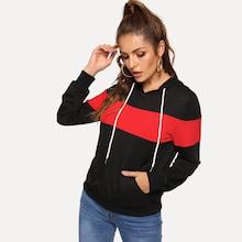 Shein Drawstring Color Block Hoodie