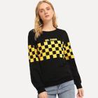 Shein Letter Print Plaid Pullover
