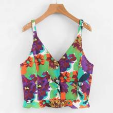 Shein All Over Florals Ruffle Hem Top