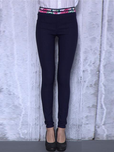 Shein Blue High Waist Slim Floral Leggings