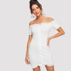 Shein Zip Back Embroidered Knot Dress