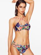 Shein Floral Print Cross Design Bikini Set