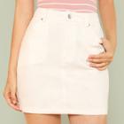 Shein Pocket Patched Solid Skirt