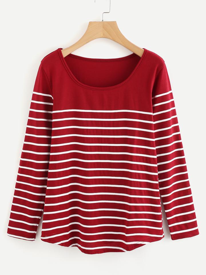 Shein U Neck Stripe T-shirt