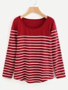 Shein U Neck Stripe T-shirt