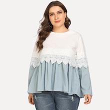 Shein Plus Ruffle Hem Striped Top