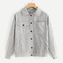 Shein Single Breasted Solid Corduroy Jacket