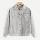 Shein Single Breasted Solid Corduroy Jacket
