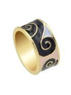 Shein Black Round Gold Plated Finger Ring