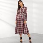 Shein Gingham Belted Single Breasted Dress