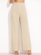 Shein Apricot High Waist Zipper Side Straight Pants