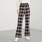 Shein Single Button Plaid Flare Pants