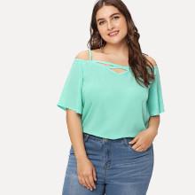 Shein Plus Cold Shoulder Solid Top