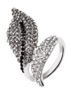 Shein Silver Rhinestone Embellished Leaf Wrap Ring