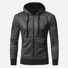 Shein Men Zip Up Solid Hooded Jacket