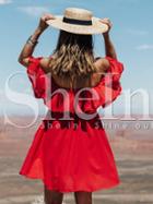 Shein Red Off The Shoulder Ruffle Dress