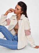 Shein Contrast Elbow Fuzzy Jacket