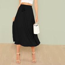 Shein Tassel Drawstring Waist Solid Skirt