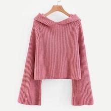 Shein Solid Raglan Sleeve Crop Hooded Jumper
