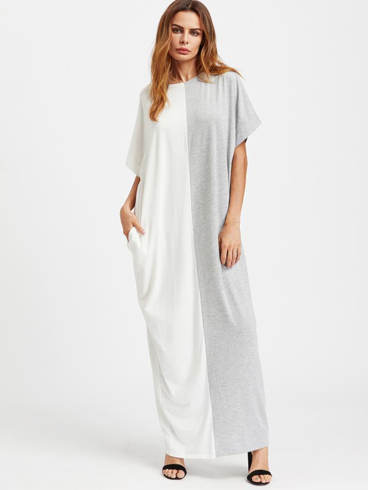 Shein Contrast Cut And Sew Kaftan Dress
