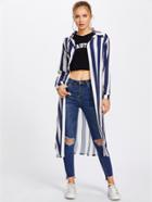 Shein Wide Striped Side Split Long Shirt
